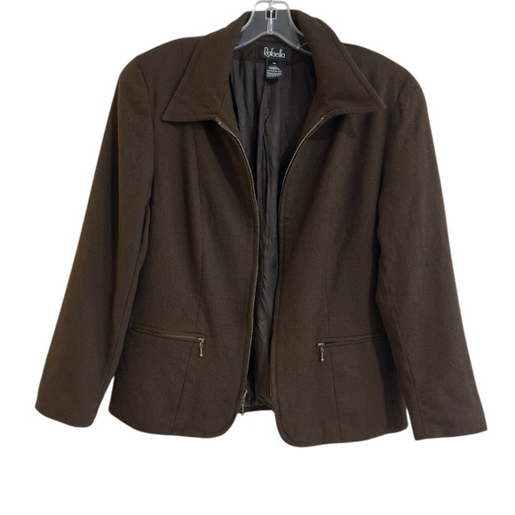 Rafaella 100%Wool Zip-Up Jacket Blazer Brown Size 10 - Picture 4 of 16